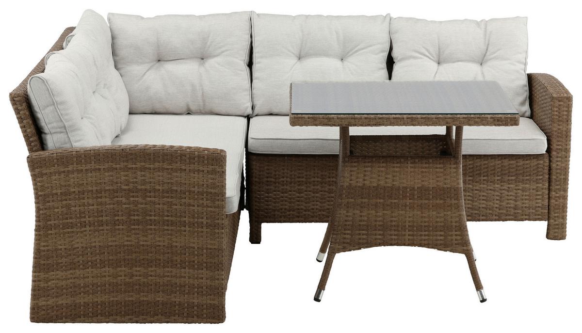 Loungegarnitur Watford - Braun, KONVENTIONELL, Holz - Gardenson