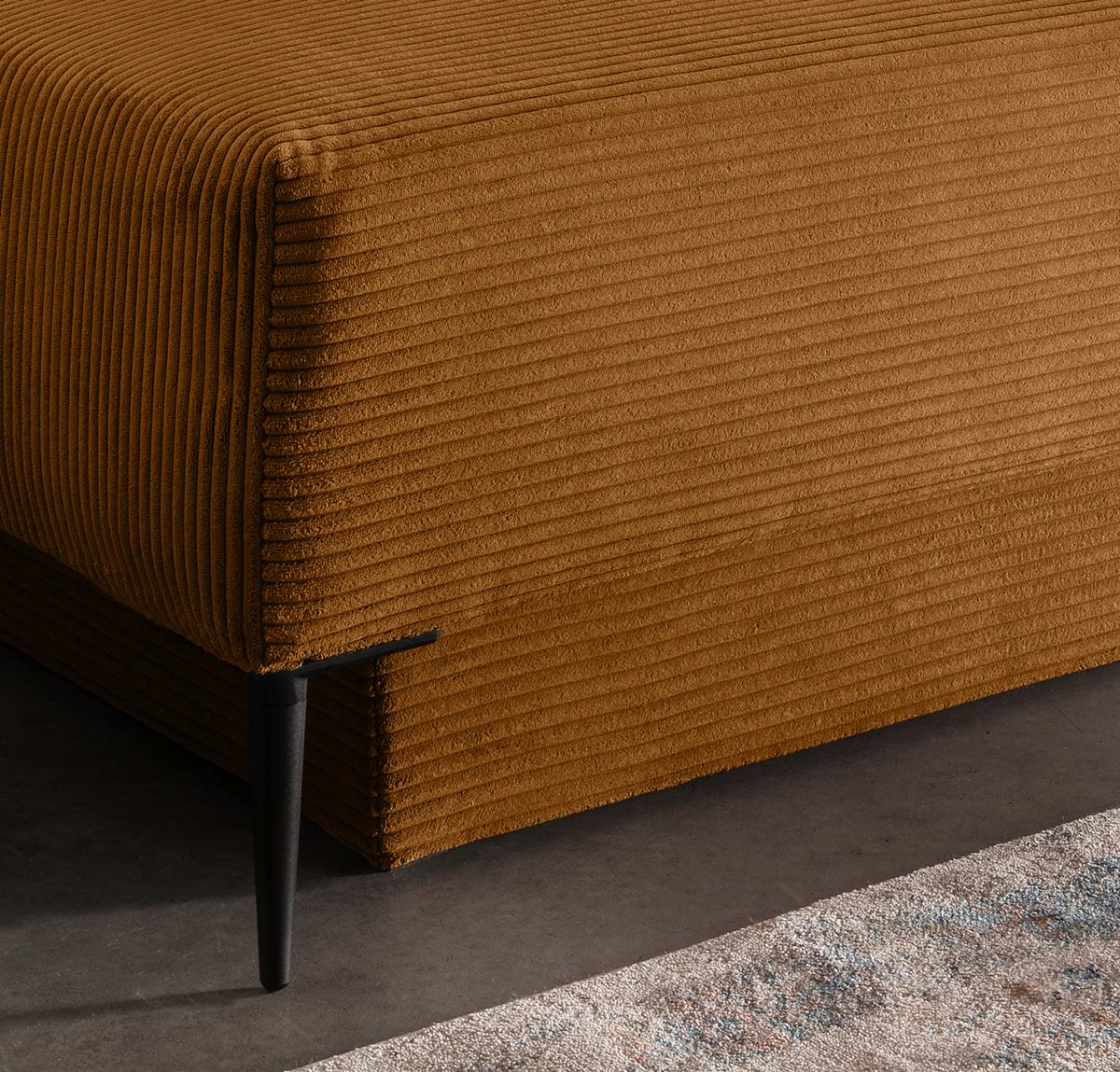 Schlafsofa Petri Goldfarben Cord, Rücken Echt B: 198 cm - Goldfarben/Schwarz, MODERN, Textil (198/90/100cm) - Livetastic