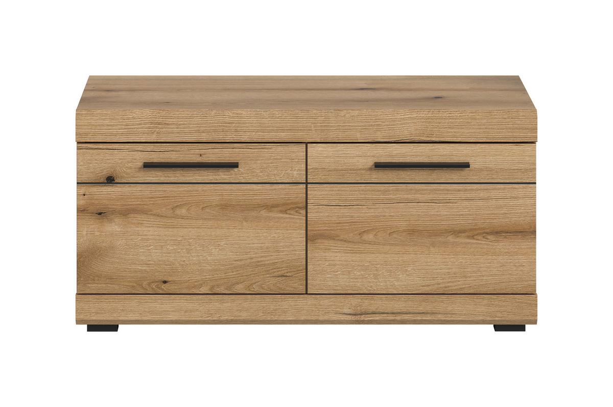 Sitzbank Scout Eiche Dunkel B: 90 cm - Eiche dunkel/Grau, Design, Holzwerkstoff/Textil (90/44/40cm) - Livetastic