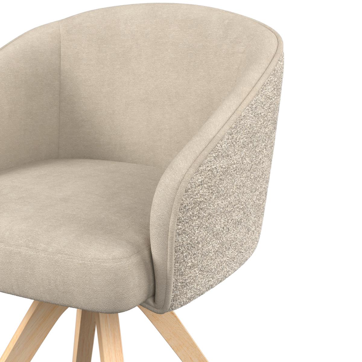 STOLIČKA S PODRÚČKAMI EMMIE - farba duba/taupe, Modern, drevo/textil (60/75/60cm) - Bessagi Home