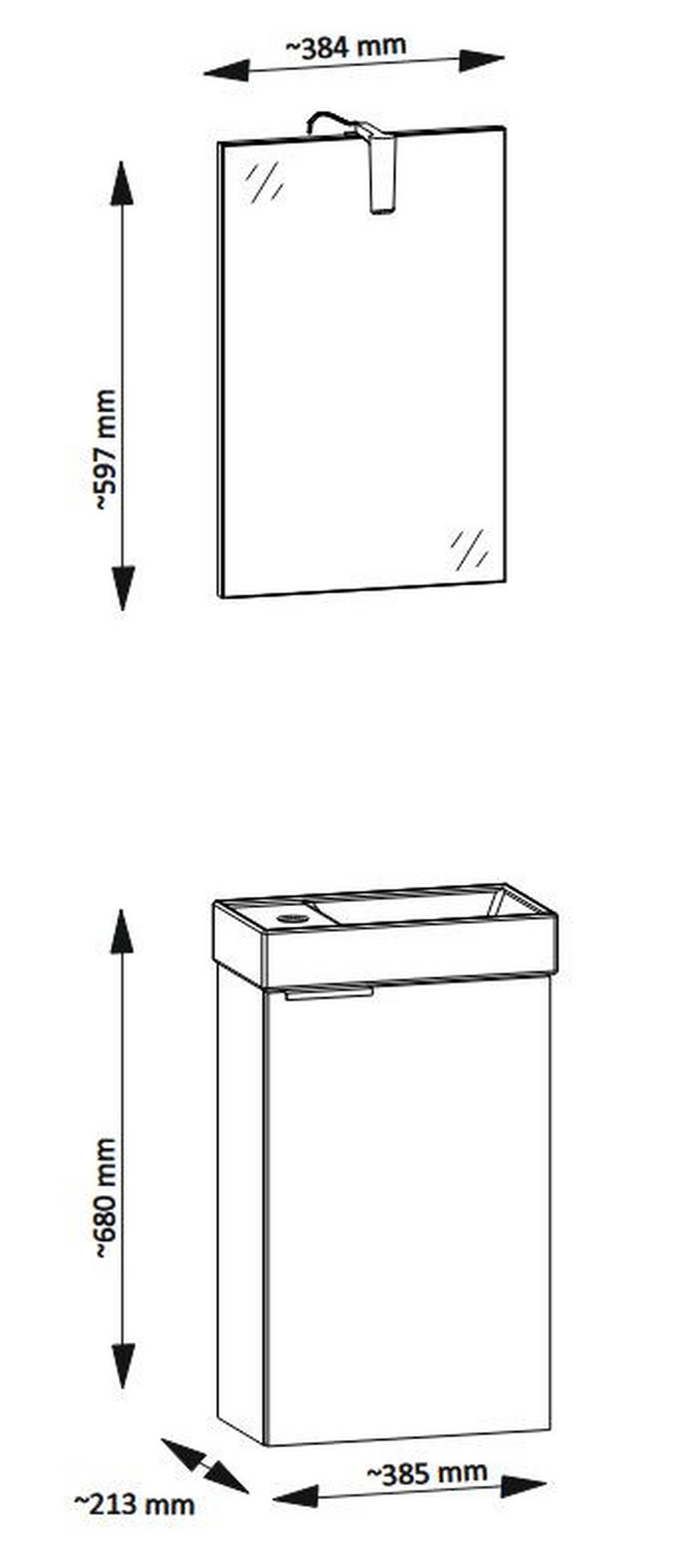 Gästebad Möbel-Set 3-Tlg. Grin B: 40 cm Eiche Dekor - Eichefarben/Weiß, Basics, Keramik/Holzwerkstoff (41/60/20cm) - MID.YOU