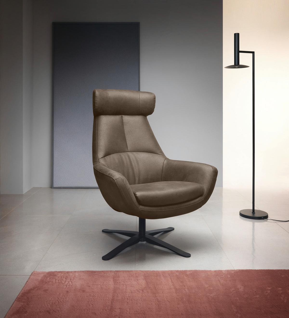 SESSEL BE ORGANIC - Schlammfarben/Schwarz, MODERN, Textil (81/112/83cm) - Trendmanufaktur