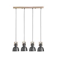 Hängeleuchte 14993-4h - Zinkfarben/Naturfarben, KONVENTIONELL, Holz/Metall (90/12/120cm) - Globo