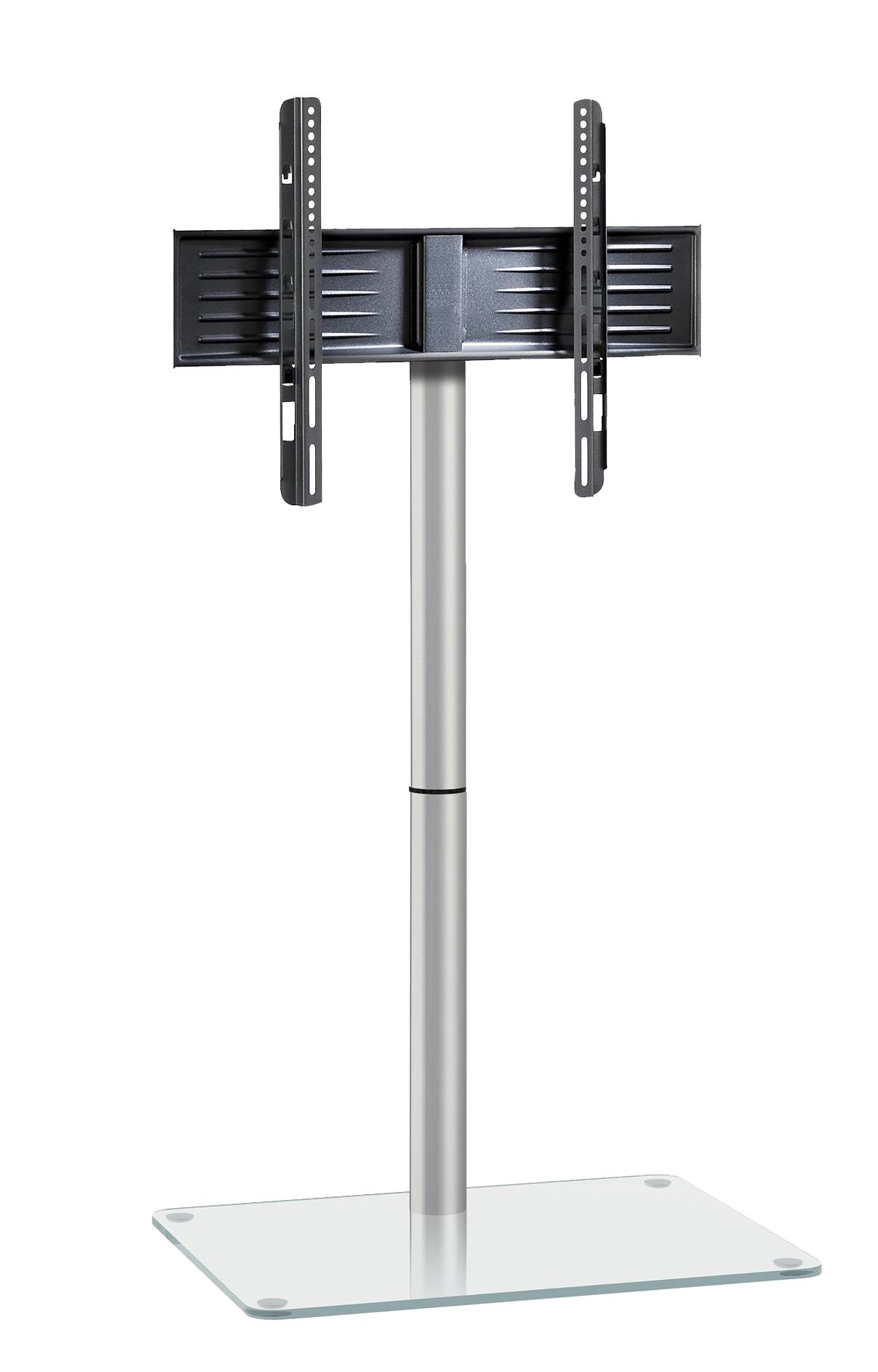TV-Rack Schwenkbar Alani Max. 40 Kg - Klar/Alufarben, Basics, Glas/Metall (60/100/45cm) - MID.YOU