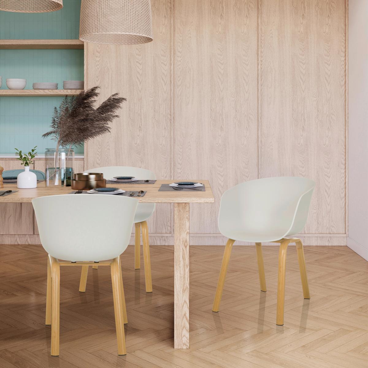 Armlehnstuhl Oslo W Weiß B: 54 cm - Hellbraun/Weiß, MODERN, Kunststoff/Metall (54/78/56cm) - MID.YOU