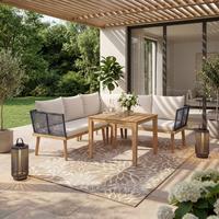 JÍDELNÍ TERASOVÁ SOUPRAVA JULINA - krémová/barvy akácie, Moderní, kov/dřevo (205/76/72cm) - Bessagi Garden