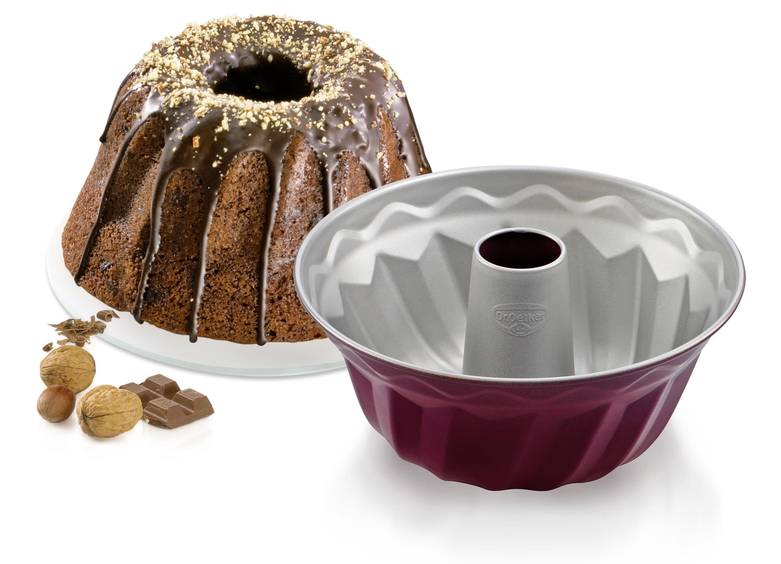 Gugelhupfform 2482 Rund DxH: 22x11,5 cm Antihaftbeschichtet - Rot/Grau, Basics, Metall (22/11,5cm) - Dr.Oetker