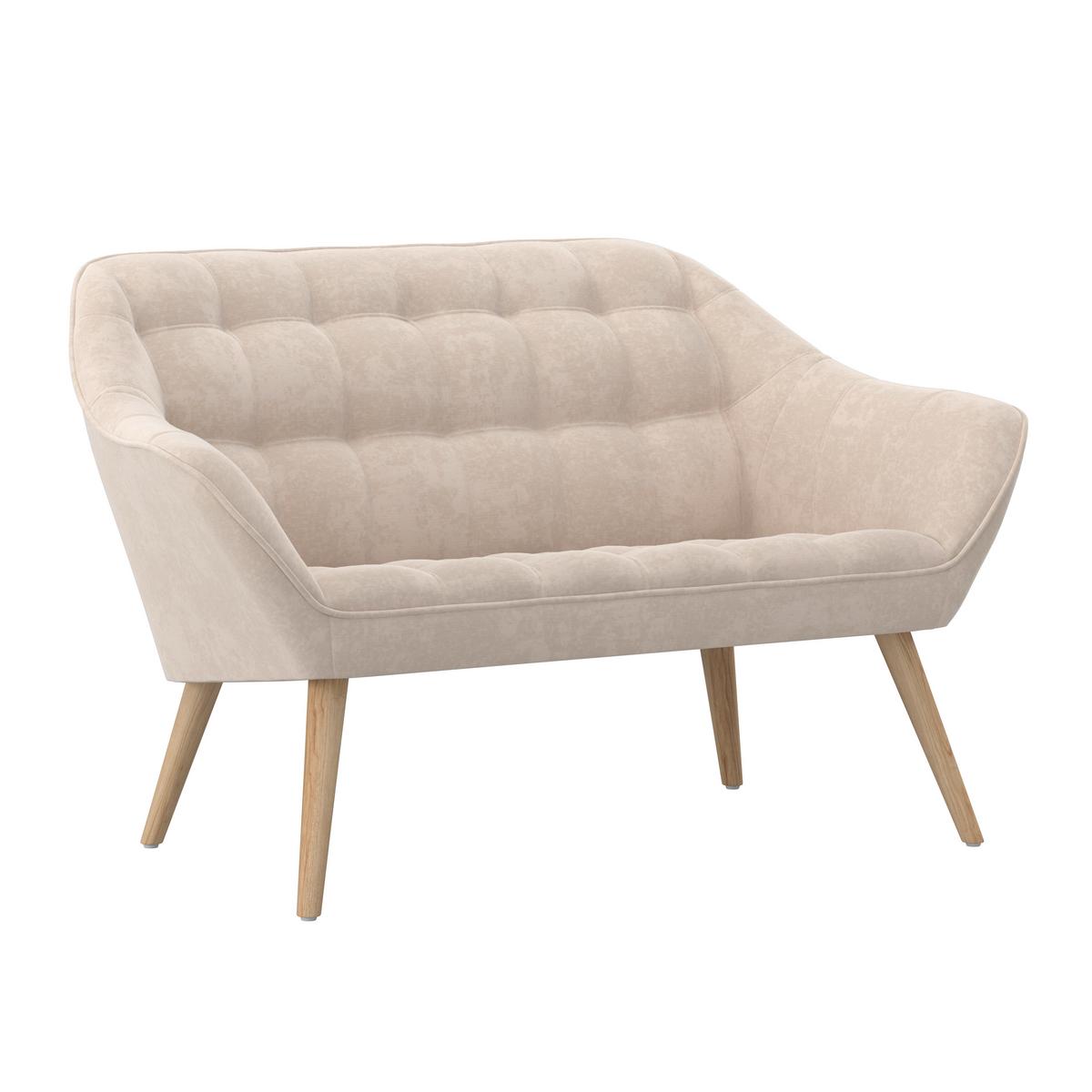 Dvoumístná pohovka MONIQUE, béžová - přírodní barvy/béžová, Moderní, kov/dřevo (126/74/76cm) - Bessagi Home