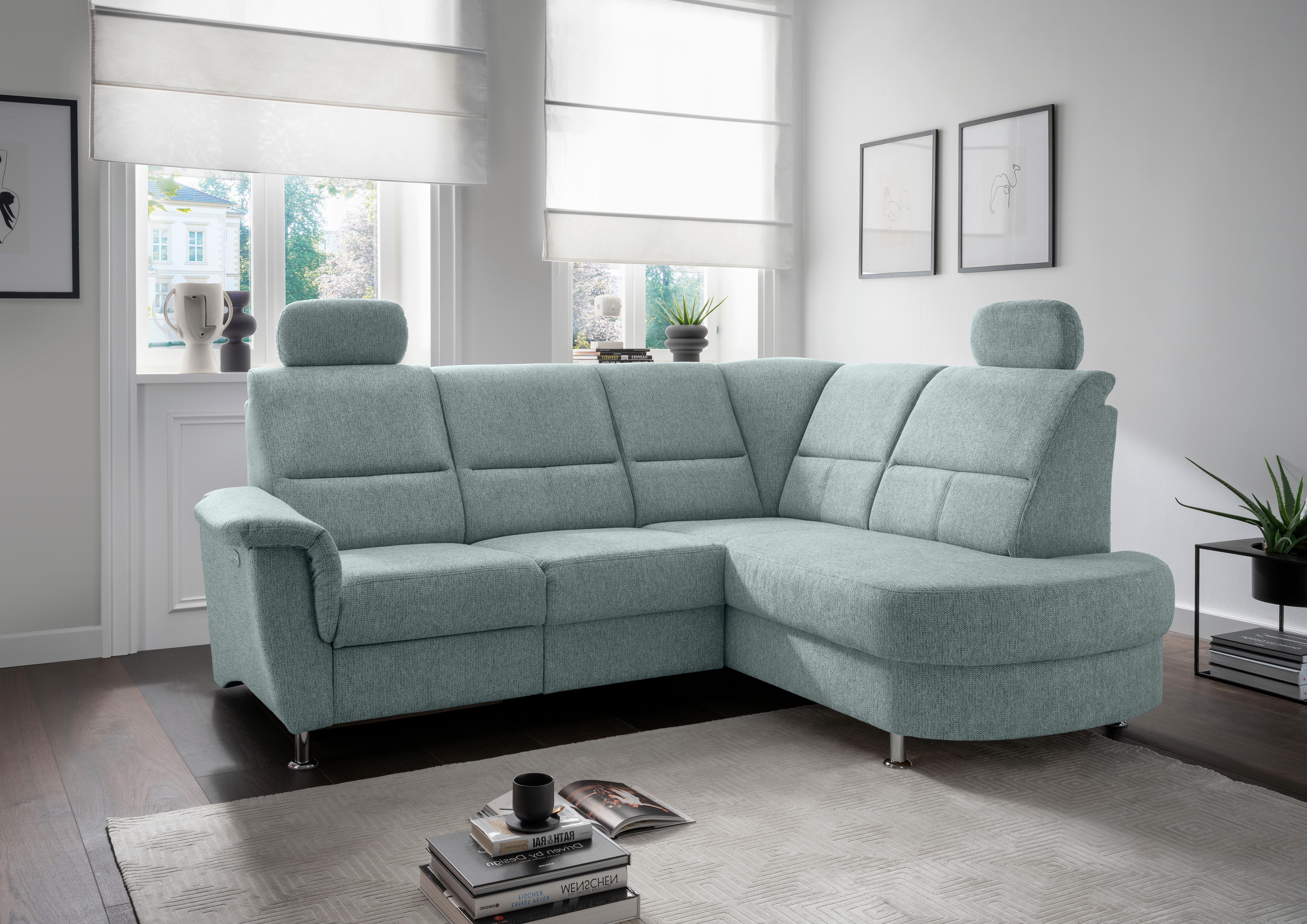Ecksofa mit Stauraum Parole Mintgrün Chenille - Chromfarben/Mintgrün, KONVENTIONELL, Textil (231/184cm) - Livetastic