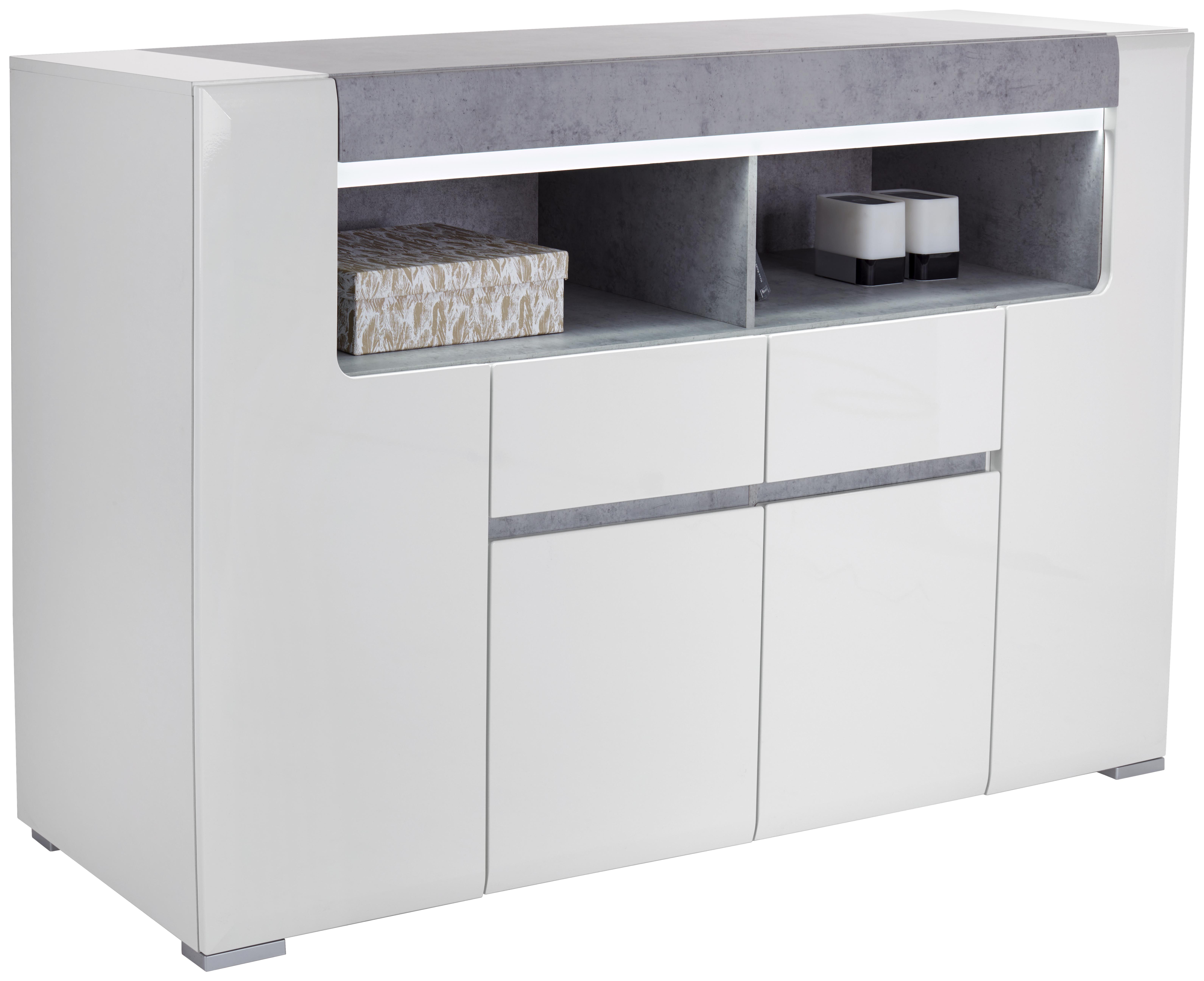 Félmagas Szekrény Toronto - Szürke/Fehér, modern, Faalapú anyag (190/106,9/42,2cm) - Ombra