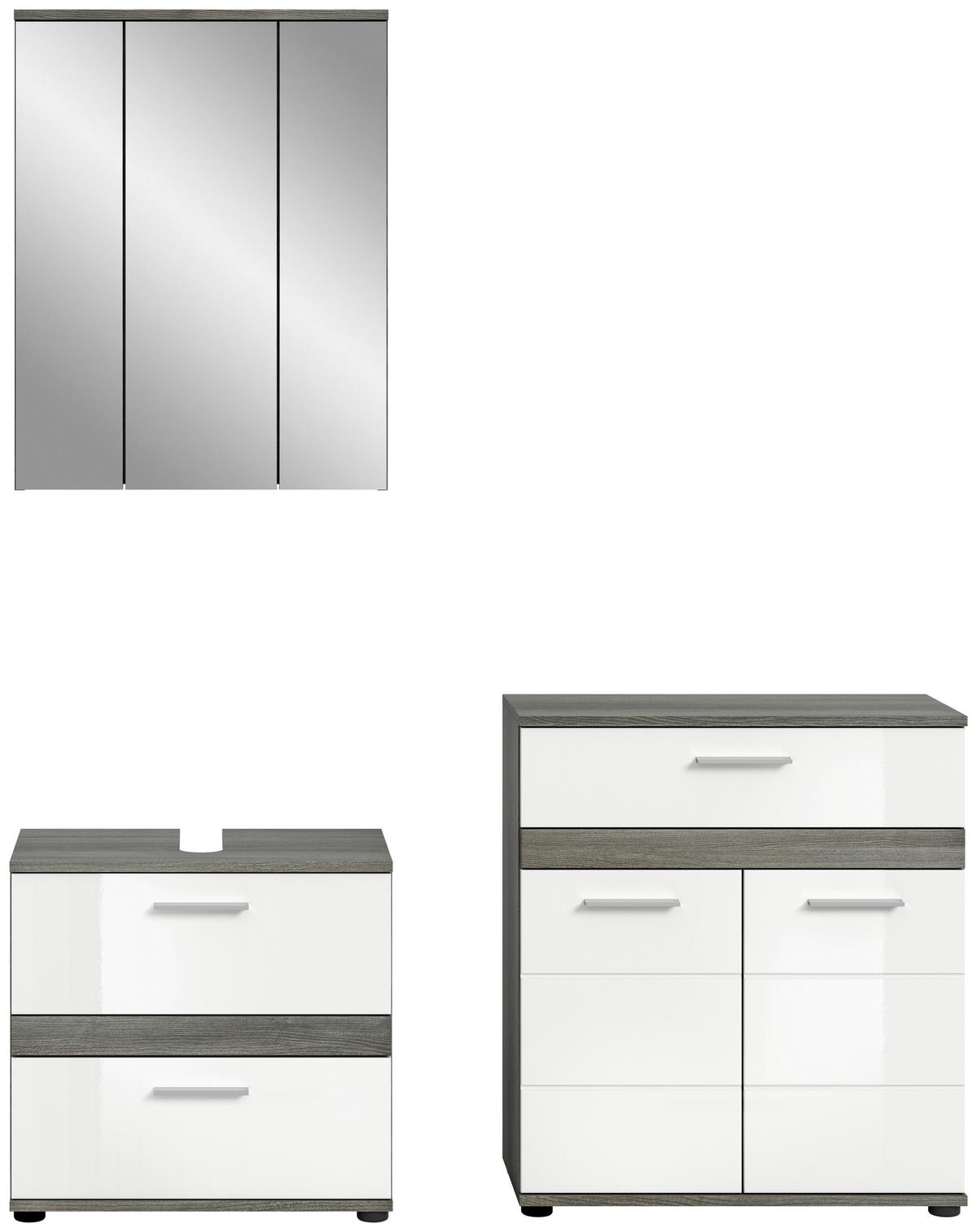 Badezimmer Blake Weiß Hg B: 140 cm - Weiß Hochglanz/Schwarz, MODERN, Glas/Holzwerkstoff (140cm) - MID.YOU