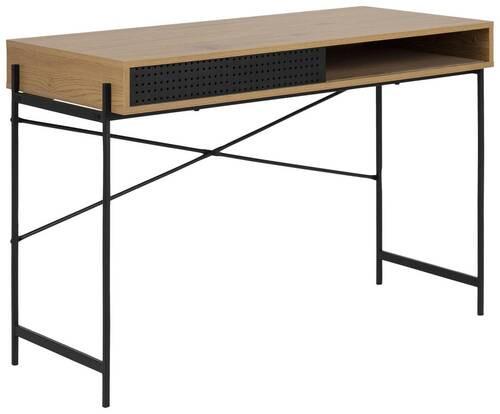 Schreibtisch Angus - Eichefarben/Schwarz, MODERN, Holzwerkstoff/Metall (110/50/75cm) - MID.YOU