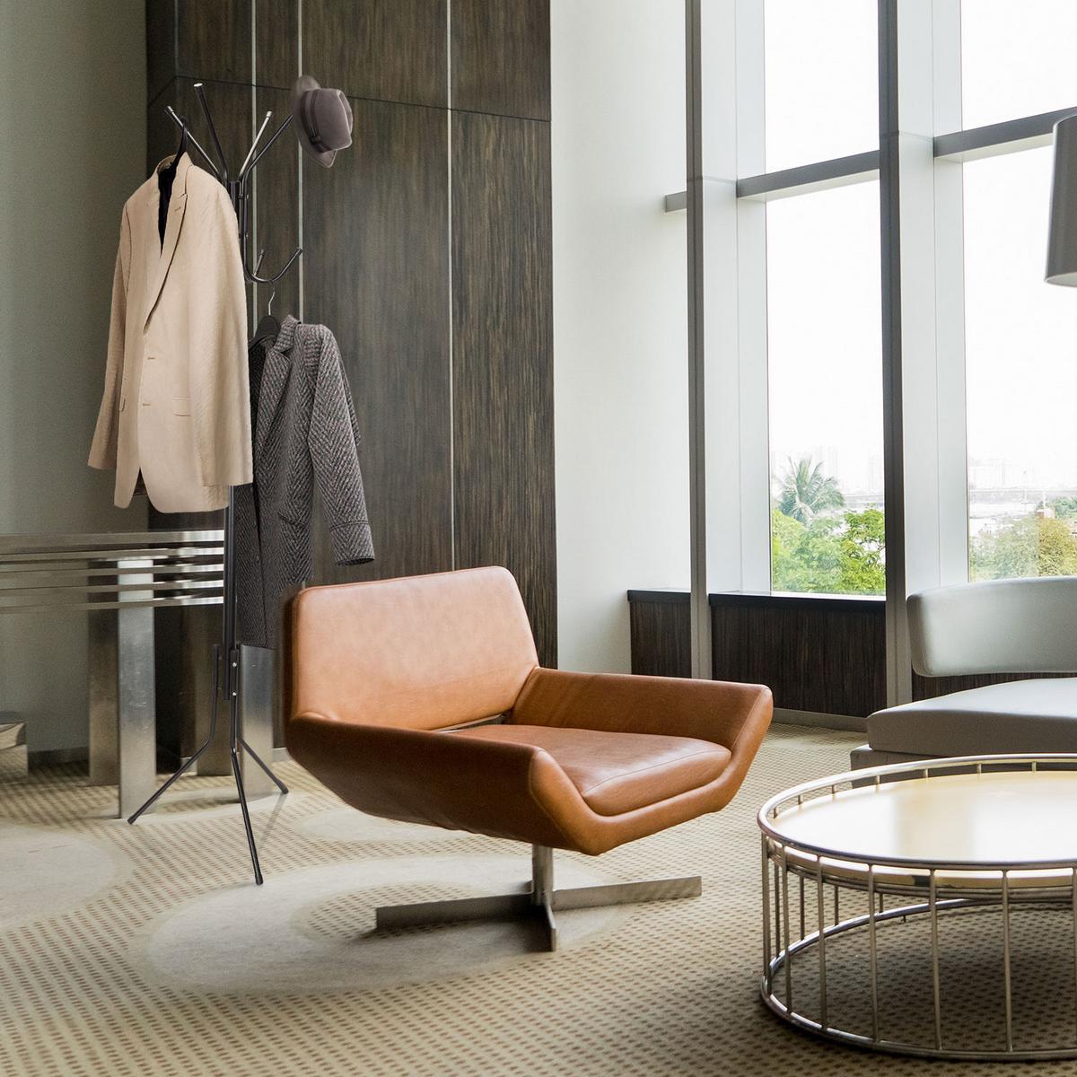 Kleiderständer Space Iv Schwarz Stahl 11 Haken H:180cm - Schwarz, MODERN, Metall (44/180/44cm) - MID.YOU