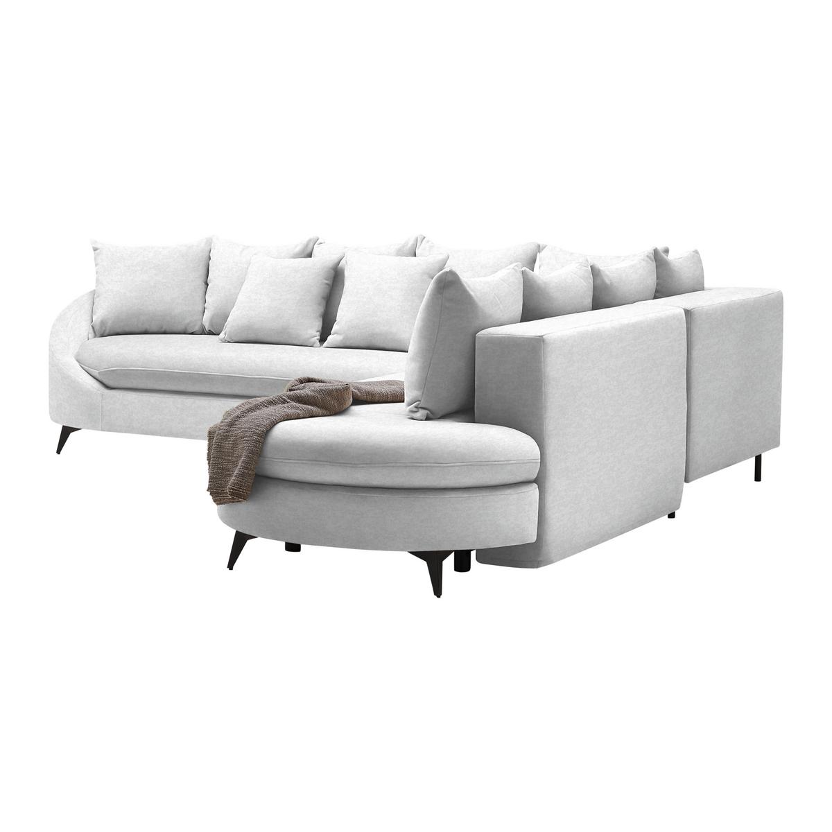 Rohová sedačka AXEL, pravá, stříbrná žinylka - barvy stříbra/černá, Moderní, kov/textil (291/250cm) - Mömax