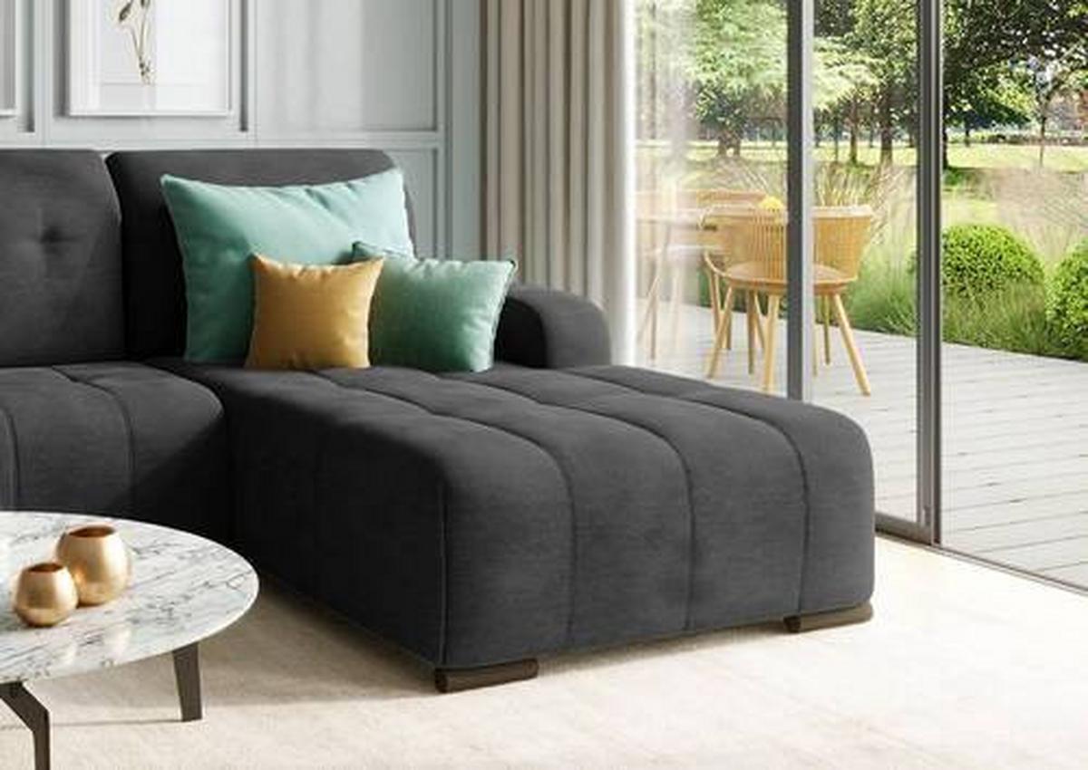 Ecksofa Vicari - Schwarz, MODERN, Textil (185/292cm) - Livetastic