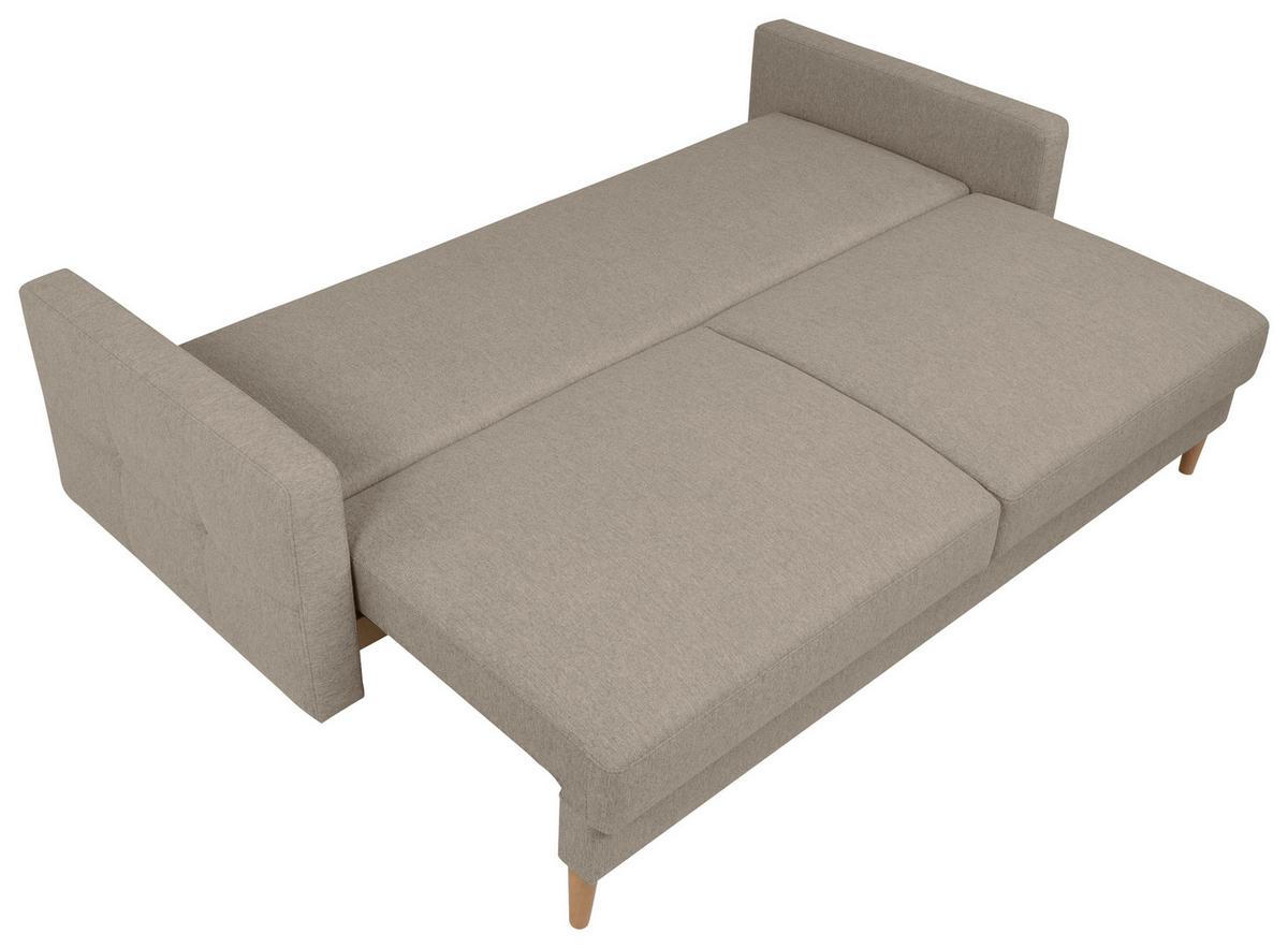 Schlafsofa Noret Beige B: 222 cm - Beige/Eiche Wotan, KONVENTIONELL, Textil (222/93/99cm) - MID.YOU