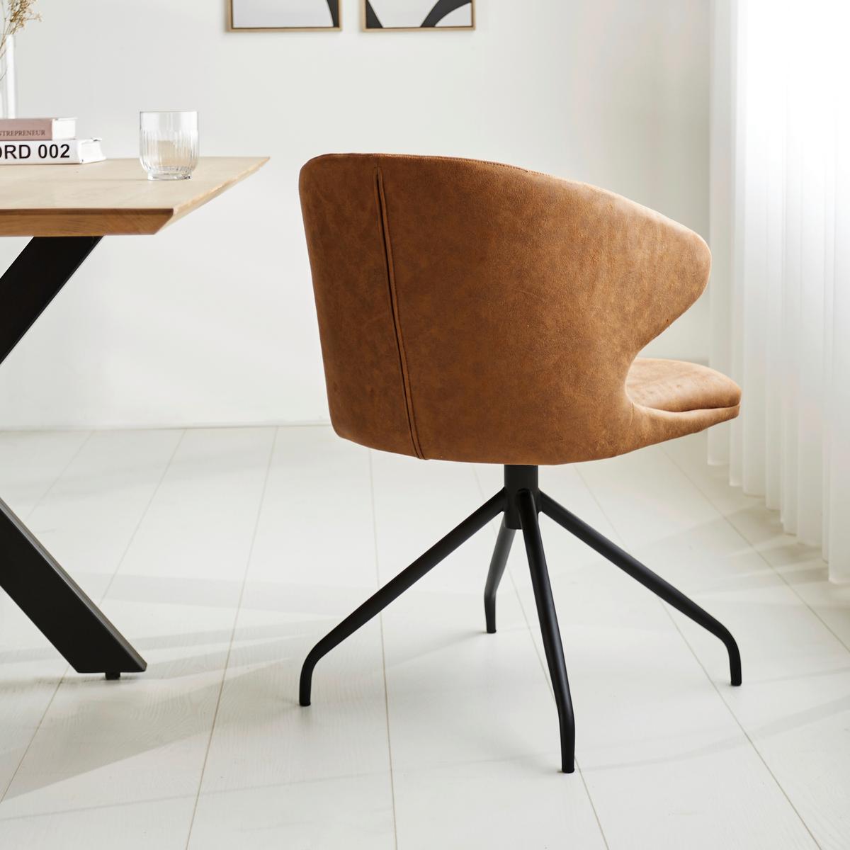 Armlehnstuhl Calais Cognac B: 56 cm - Cognac/Schwarz, MODERN, Textil/Metall (56/80/44cm) - MID.YOU