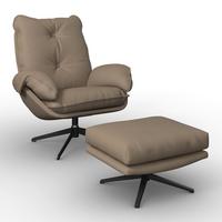 Relaxační křeslo ANDREA, světle hnědá, s taburetem - černá/světle hnědá, Moderní, kov/dřevo (82/105/80cm) - Bessagi Home