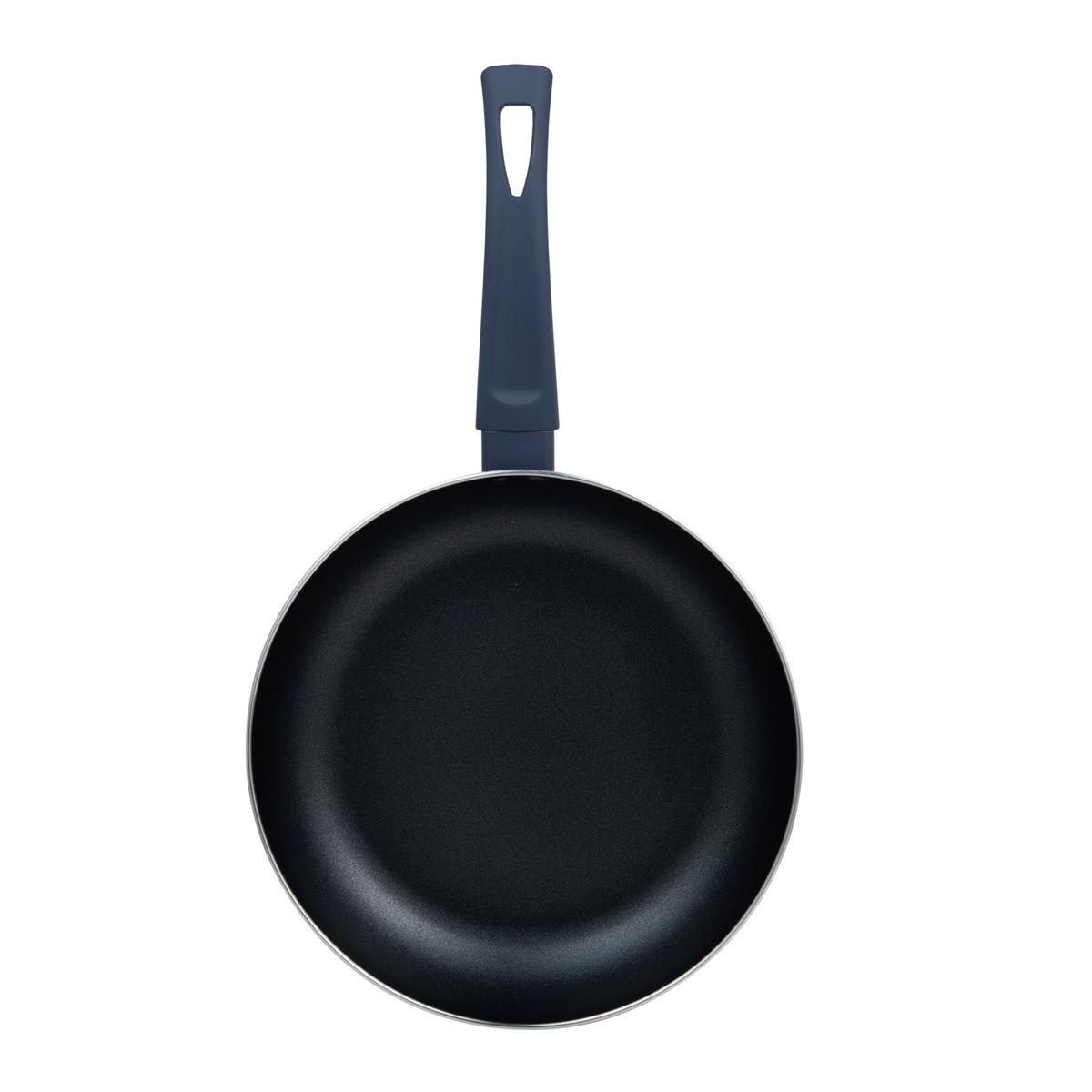 Pfannenset 3-teilig Zwetschgefarben, Schwarz - Pastellblau/Zwetschgefarben, Basics, Glas/Metall (46/26/20cm)