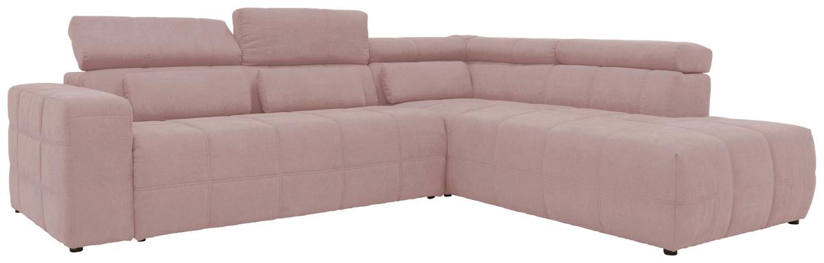 Ecksofa + Kopfteilverstellung Brandon Pink Mikrofaser - Schwarz/Rosa, Design, Textil (275/228cm) - MID.YOU