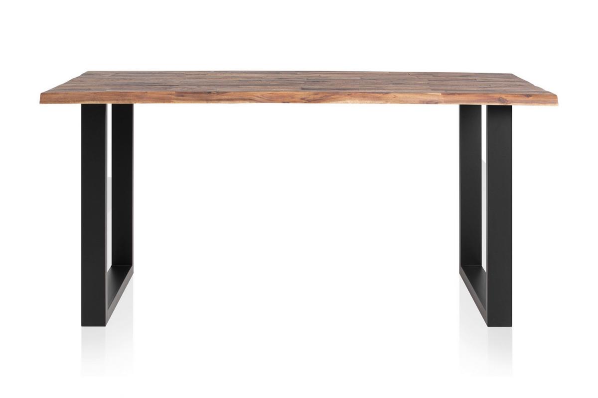 Esstisch Akazie Massiv/schwarz 140x80 - Schwarz/Naturfarben, MODERN, Holz/Metall (140/80/75cm) - Livetastic