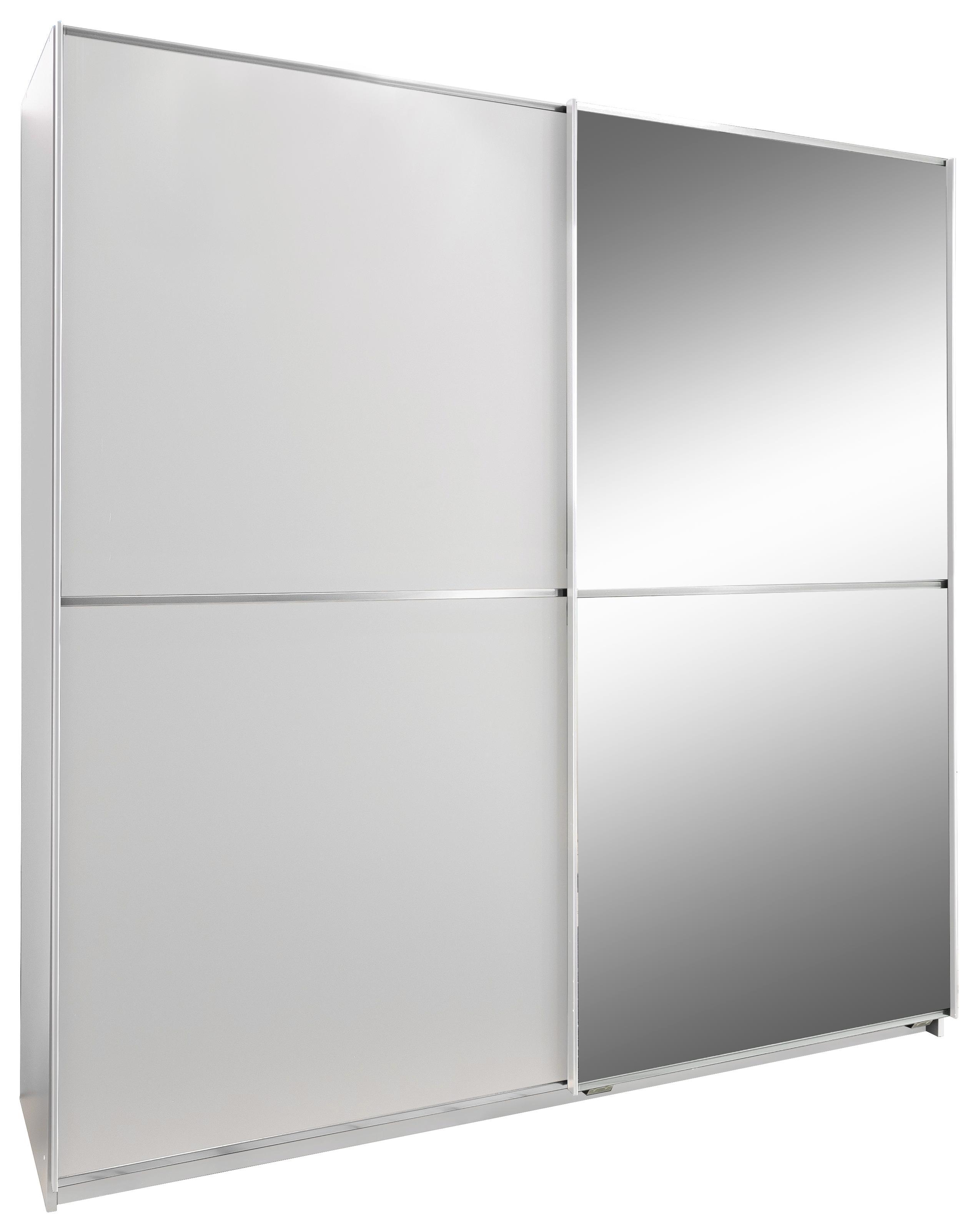 Schwebetürenschrank Baden B: ca. 135 cm Weiß - Weiß, Design, Glas/Holzwerkstoff (135/198/64cm) - Xora