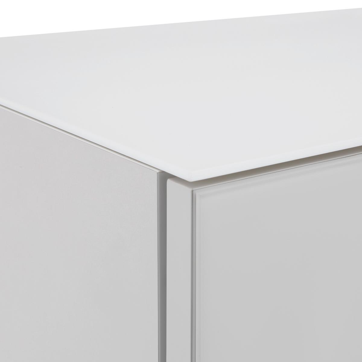 TV komoda Siena sklo, bílá - bílá/černá, Moderní, kov/kompozitní dřevo (226/55/40cm) - Premium Living