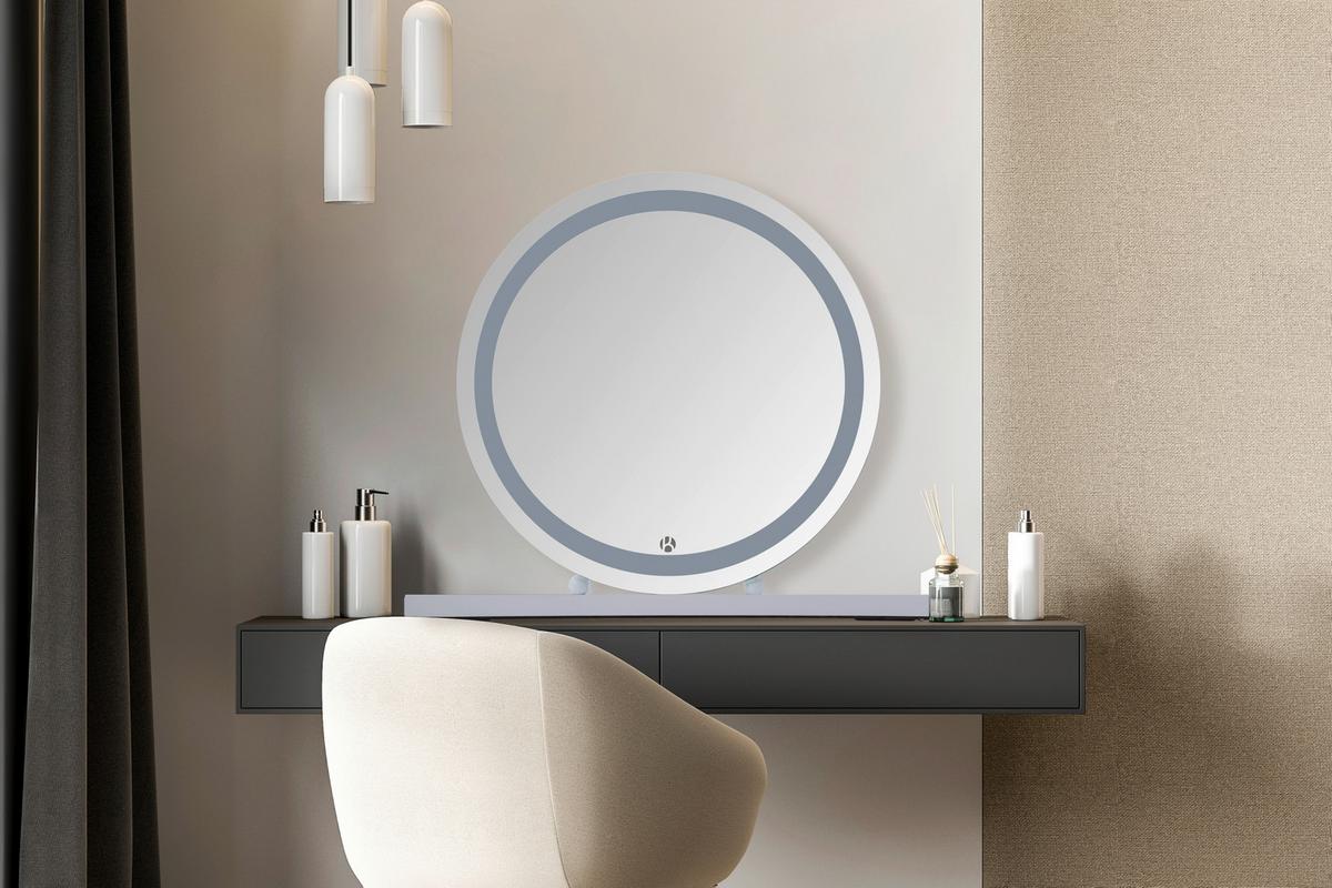 Wandspiegel Led Weiß B: 53 Cm - Weiß, Basics, Glas/Holzwerkstoff (53/10/60cm) - Kayoom