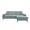Ecksofa mit USB Anschluss Sano, Hellblau, S: 258x180 cm - Schwarz/Hellblau, MODERN, Textil (258/180cm) - Livetastic