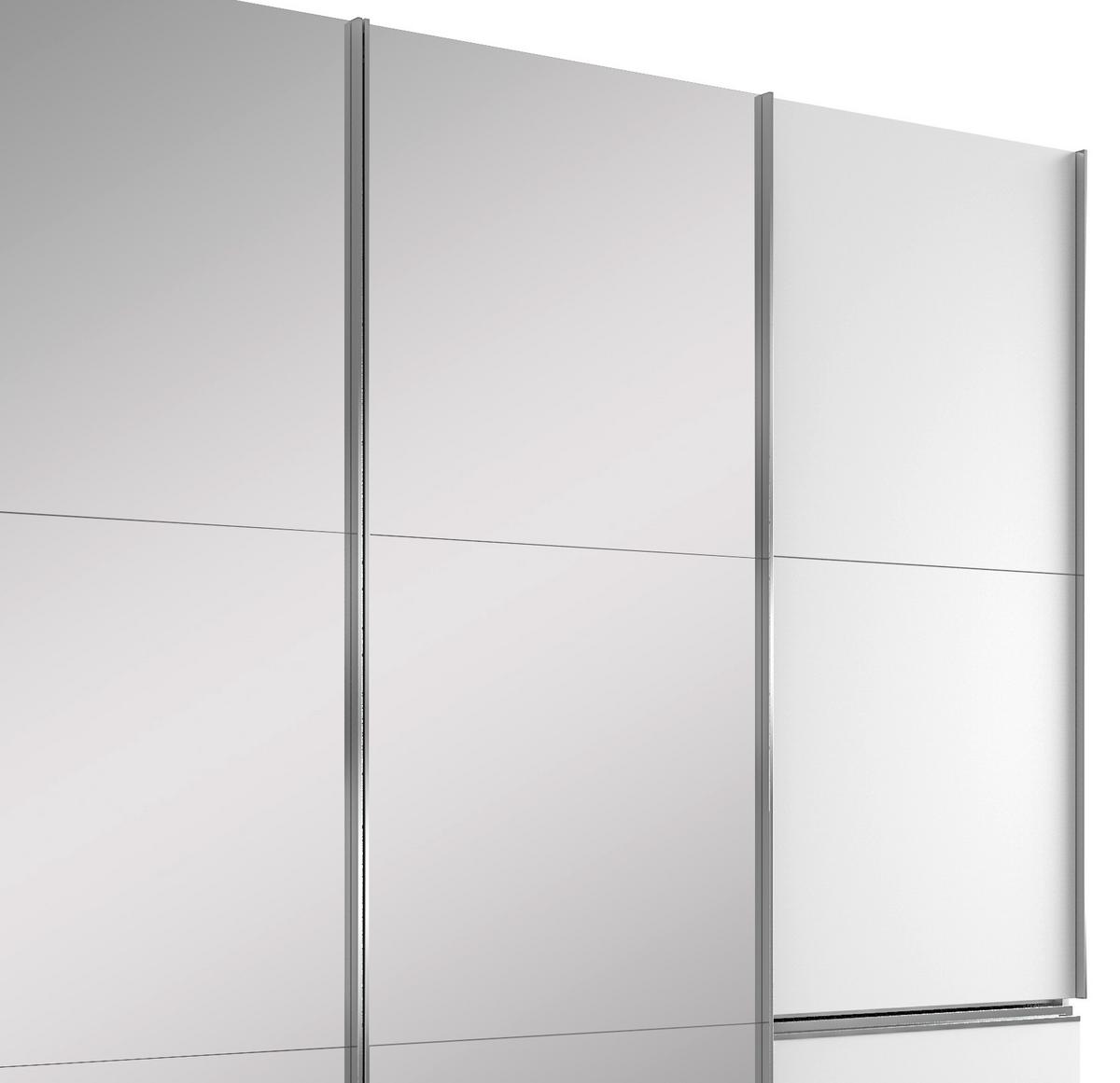 Schwebetürenschrank M. Spiegel + Laden 300cm Level 36a, Weiß - Weiß, MODERN, Glas/Holzwerkstoff (300/216/65cm) - MID.YOU