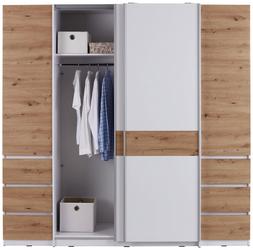 Zwei platzsparende Schwebetüren in der Mitte Heller Kleiderschrank mit Schwebetüren