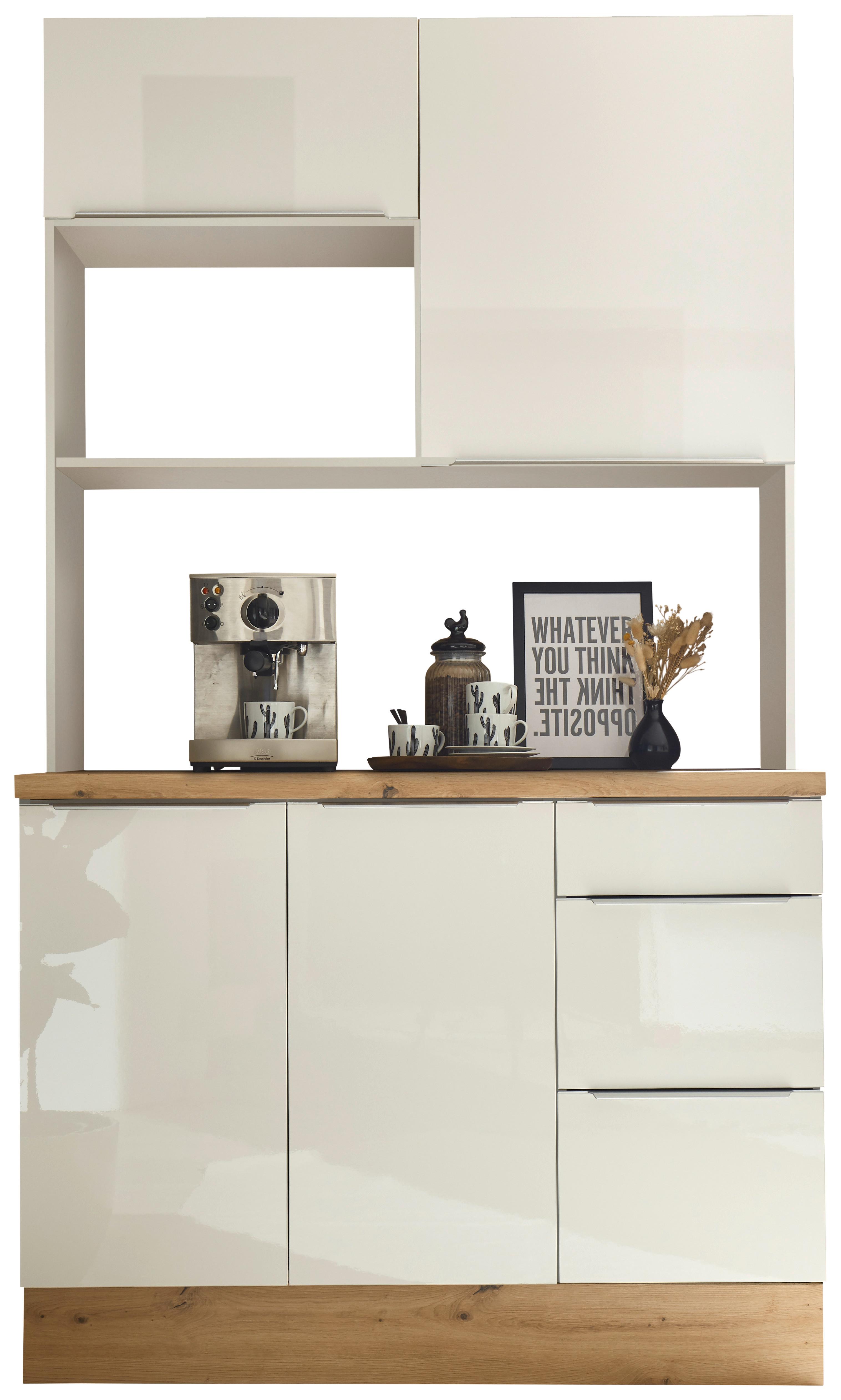 Miniküche Ohne Geräte 120 Cm Weiß Hochglanz - Weiß Hochglanz/Weiß, LIFESTYLE, Holzwerkstoff (120cm) - Respekta