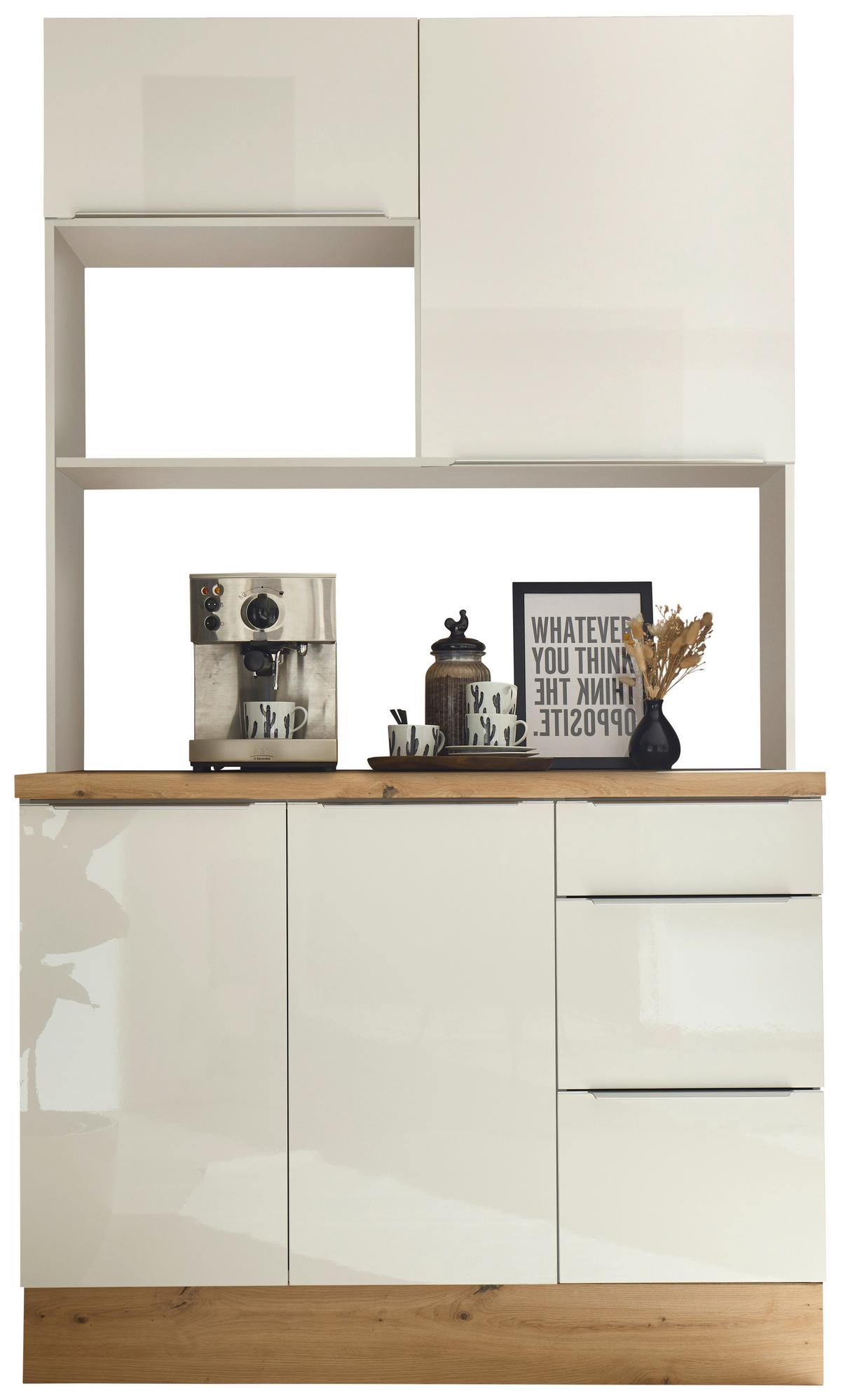 Miniküche Ohne Geräte 120 Cm Weiß Hochglanz - Weiß Hochglanz/Weiß, LIFESTYLE, Holzwerkstoff (120cm) - Respekta