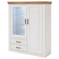 Highboard B: 118 cm Brixen Eiche/Pinie Dekor - Eichefarben/Schwarz, LIFESTYLE, Glas/Holzwerkstoff (118/142/40cm) - Livetastic