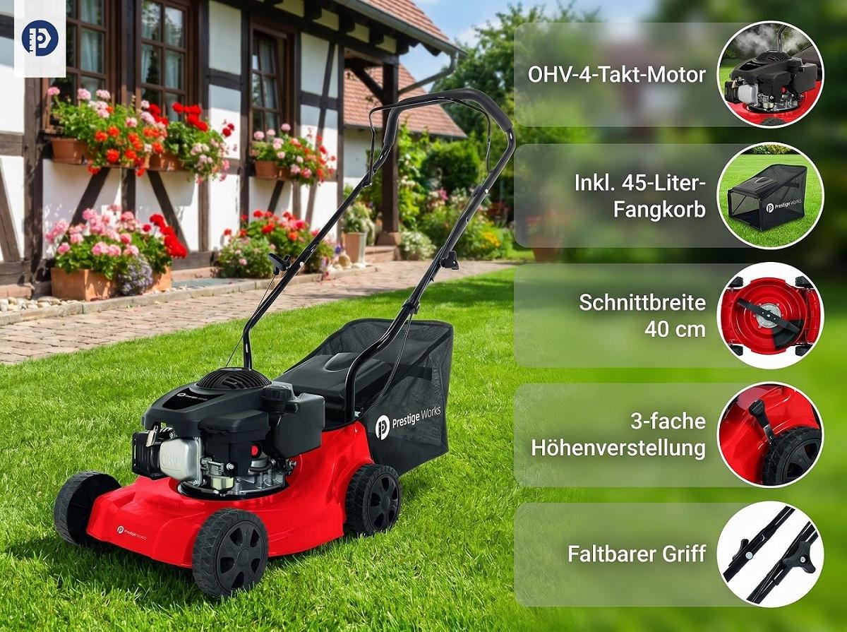 RASENMÄHER PWBPM132 - Hellrot/Schwarz, Basics, Kunststoff (47/97/131cm) - Prestige Home