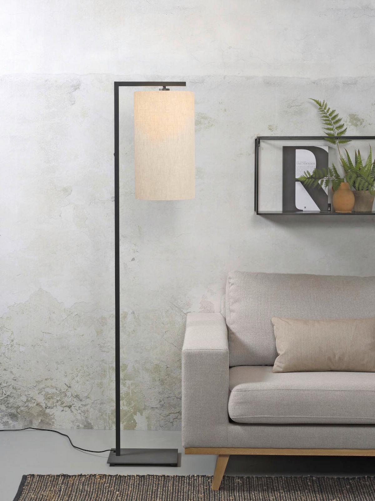 Stehlampe Boston Schwarz/ Hellbeige 1-Flammig - Beige/Schwarz, Basics, Textil/Metall (35/160cm) - It's about Romi