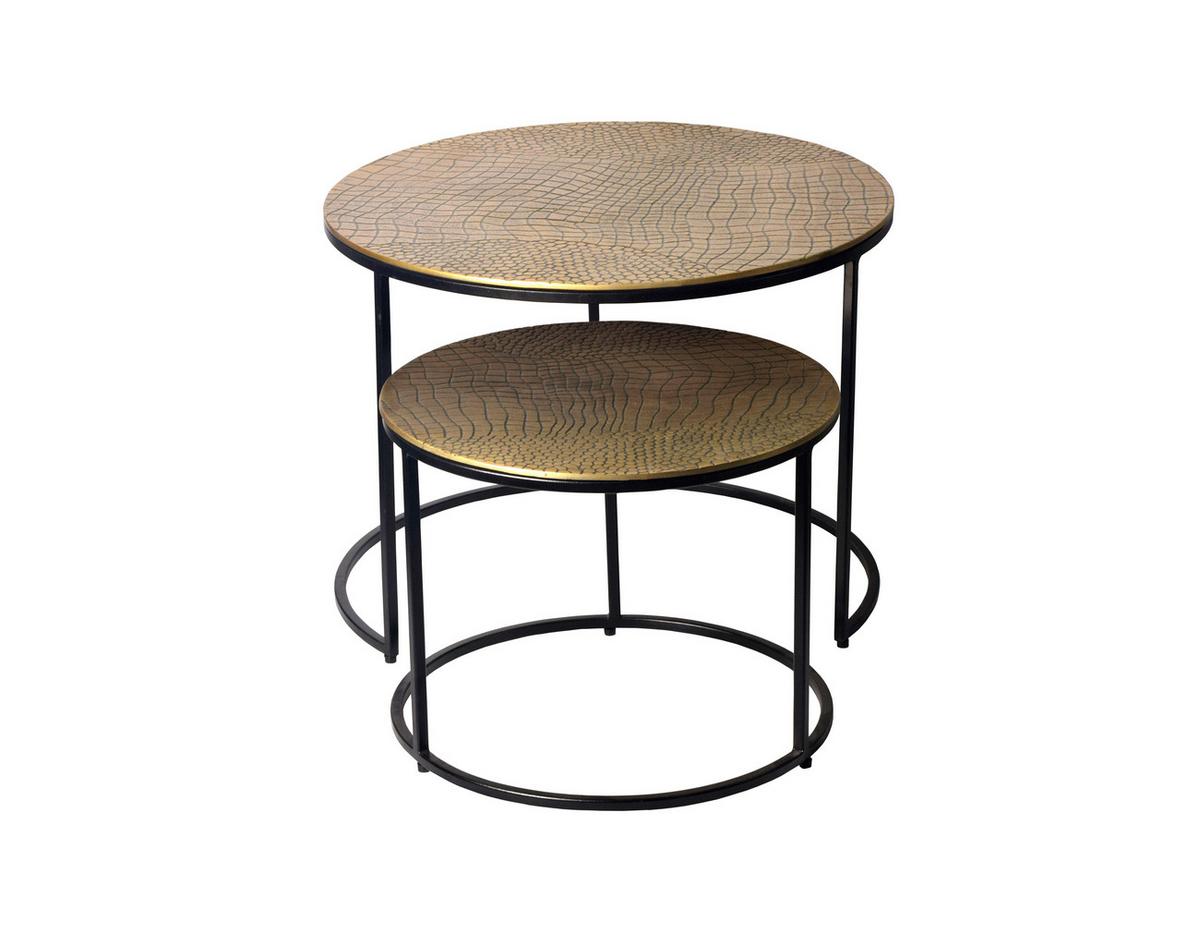 Beistelltischset 2-teilig Aluminium, goldfarben - Goldfarben/Schwarz, Design, Metall (60/45/60cm) - Livetastic