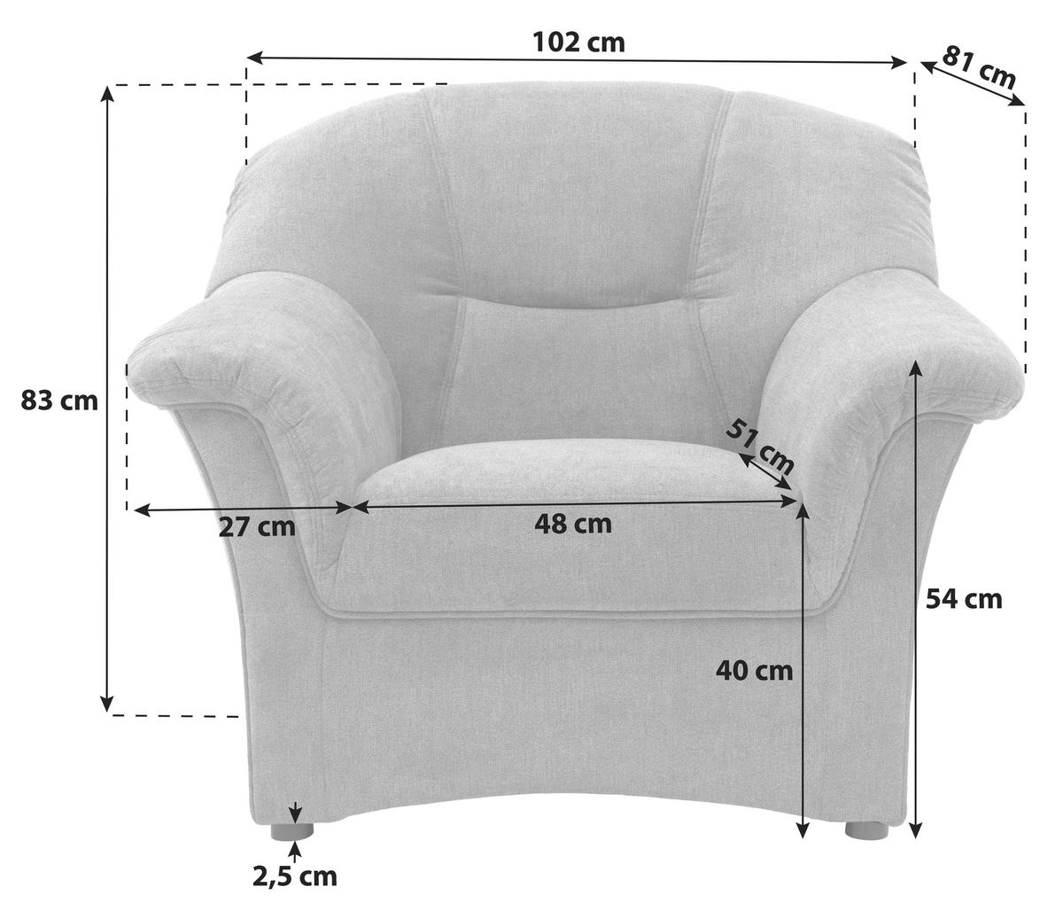 Polstersessel Mit Armlehnen Sarafina Mikrofaser Dunkelblau - Schwarz/Dunkelblau, KONVENTIONELL, Textil (102/83/81cm) - MID.YOU