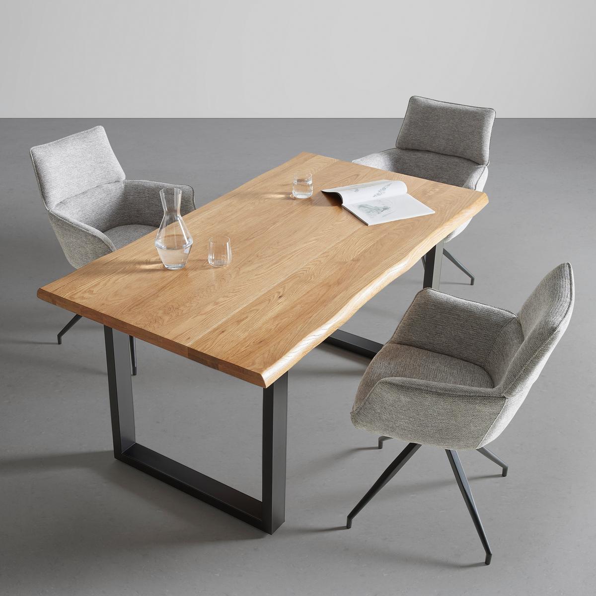 Jedálenský stôl LEN 160x90cm - čierna/farba duba, Modern, kov/drevo (160/90/76cm) - Bessagi Home