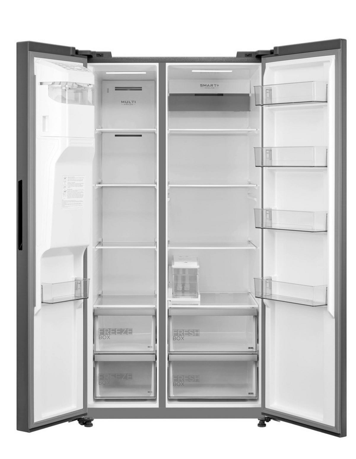 Side-By Side 376 Liter - Schwarz, Basics, Kunststoff/Metall (91cm) - Midea