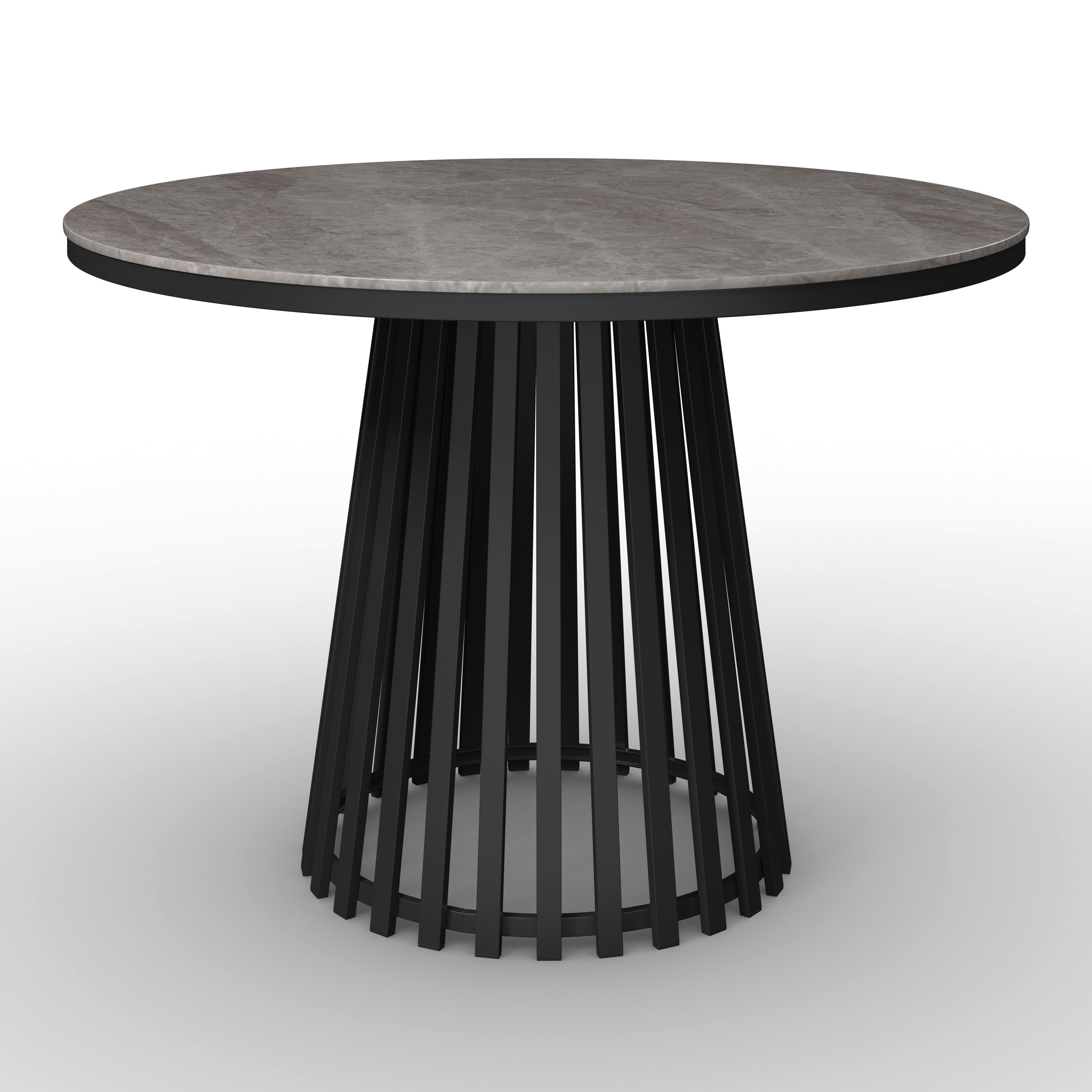 Jedálenský stôl Pela, P: 110 cm - čierna/sivá, Modern, kov/kompozitné drevo (110/76cm) - Bessagi Home