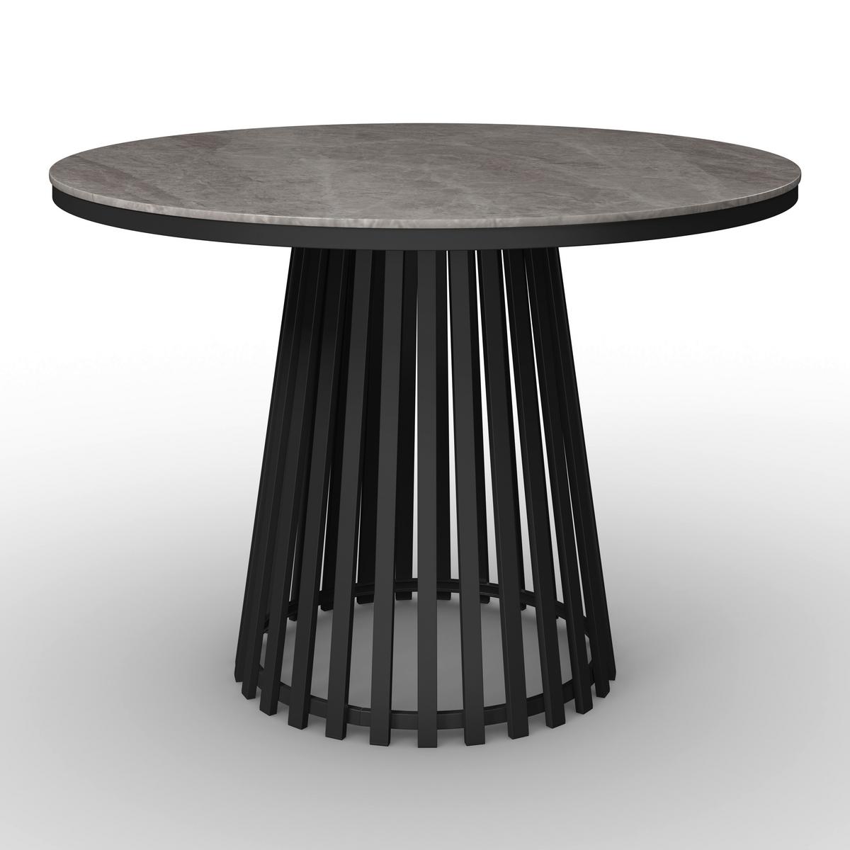 Jídelní stůl Pela, P: 110 cm - šedá/černá, Moderní, kov/kompozitní dřevo (110/110/75cm) - Bessagi Home