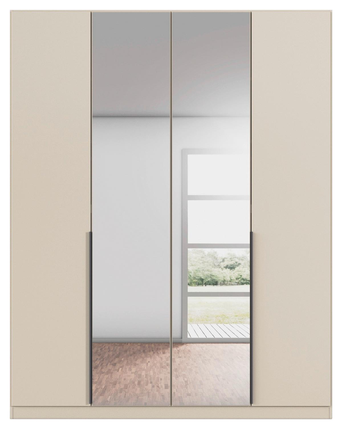 Drehtürenschrank Alabama-Super Mit Spiegel,champagner,181 cm - Champagner/Silberfarben, Trend, Holzwerkstoff (181/229/54cm)