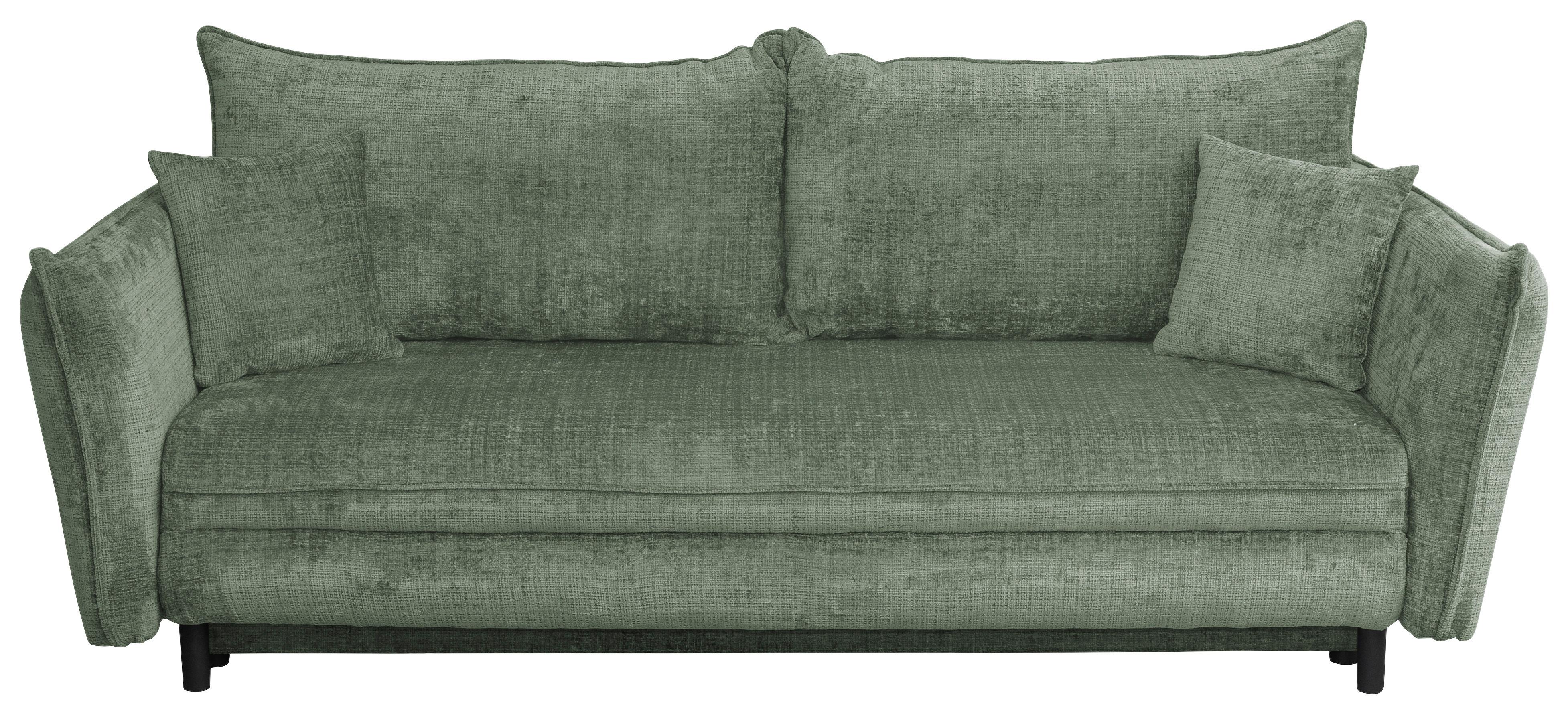Schlafsofa Kairo Grün, Lf: ca. 190x150cm - Schwarz/Grün, ROMANTIK / LANDHAUS, Holz/Kunststoff (230/90/115cm) - James Wood
