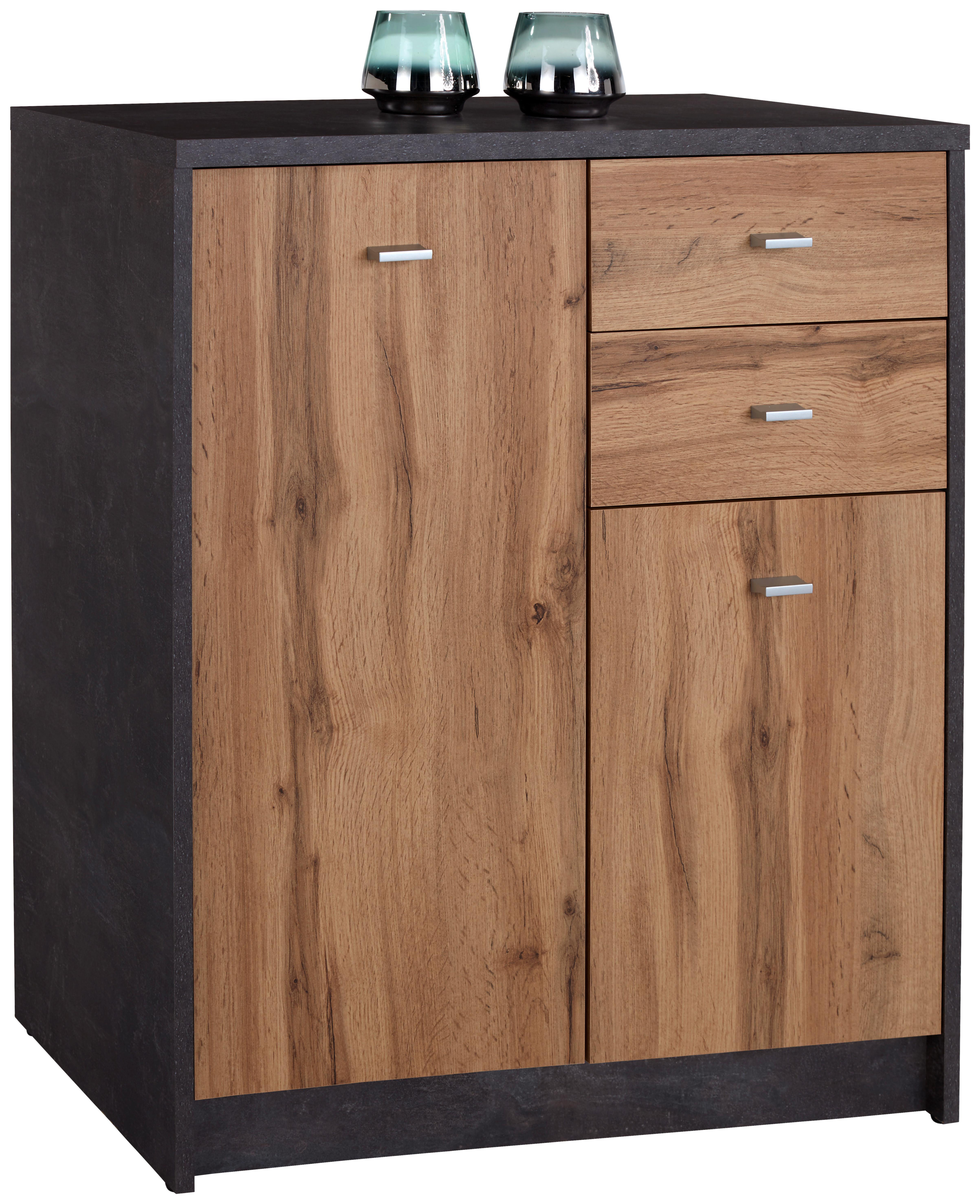 Kommode B 74cm 4-you, Beton Optik/wotan Eiche Dekor - Eichefarben, MODERN, Holzwerkstoff (74/85,4/34,6cm)