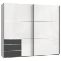 Skriňa s posuvnými dverami LEVEL 250 - biela s vysokým leskom/grafitová, Modern, kov/kompozitné drevo (250/216/65cm) - MID.YOU