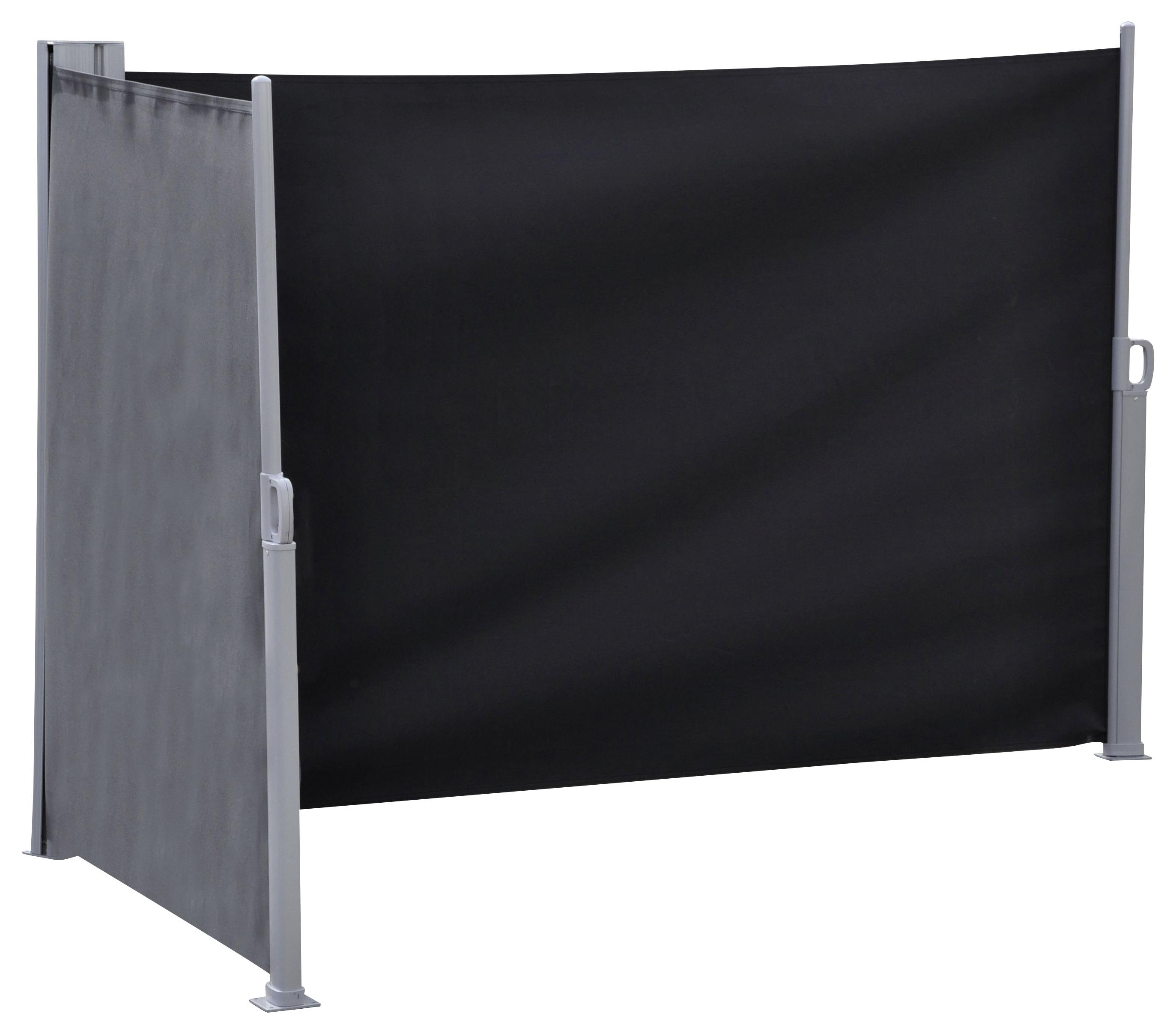 Wind- und Sichtschutz Zweiseitig Schwarz 2-3x1,6 M - Schwarz, MODERN, Textil/Metall (200-300/160cm)