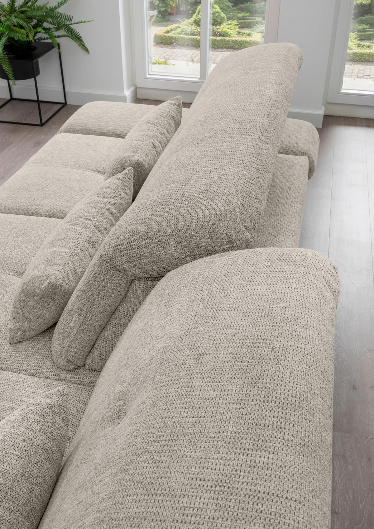 Ecksofa Mit Schlaffunktion Dalida Beige, S: 280x254 Cm - Chromfarben/Beige, Design, Textil (280/254cm) - Livetastic