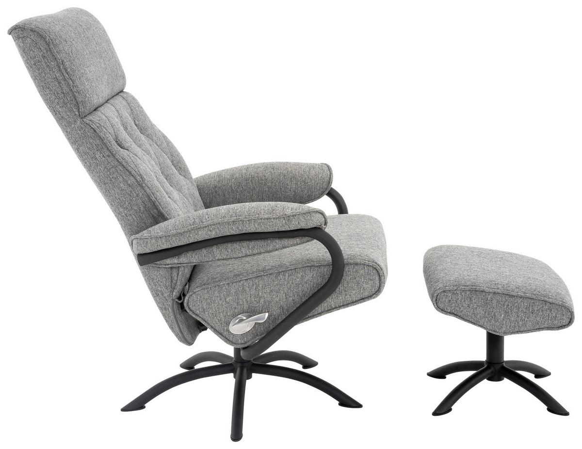 Relaxsesselset Tina - Schwarz/Grau, MODERN, Textil (77,5/107/85cm) - MID.YOU