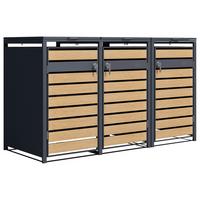 Mülltonnenbox A093.003.00 - Anthrazit/Braun, KONVENTIONELL, Metall (80/116/200cm) - Ambia Garden